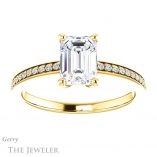 Emerald Cut Forever One Moissanite Engagement Ring #GTJ1018-emerald-fb-y 1 Emerald Cut Forever Brilliant Moissanite Engagement Ring #GTJ1018-emerald-fb-y
