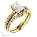 Emerald Cut Forever One Moissanite Engagement Ring #GTJ1018-emerald-fb-y 6 Emerald Cut Forever Brilliant Moissanite Engagement Ring #GTJ1018-emerald-fb-y