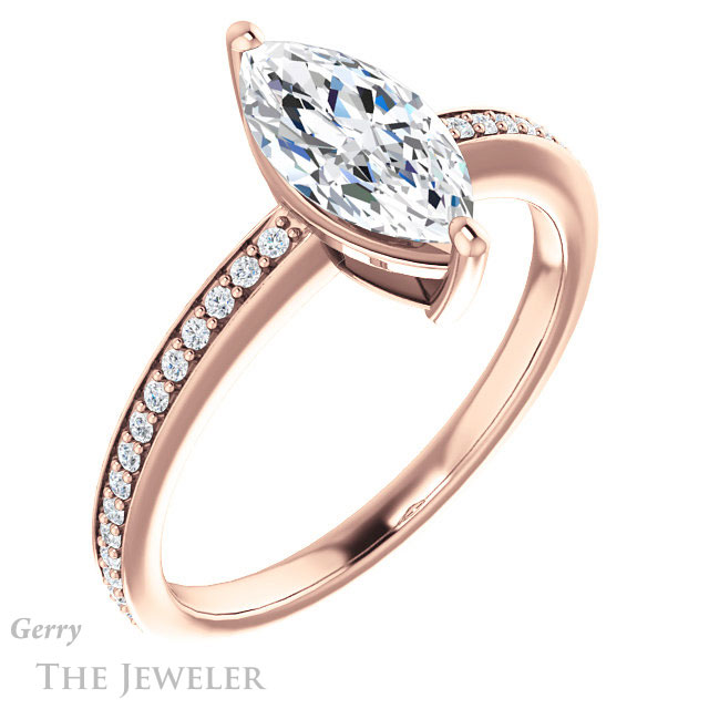 Marquise Cut Forever One Moissanite Engagement Ring #GTJ1018-marquise-fb-r 4 Marquise Cut Forever Brilliant Moissanite Engagement Ring #GTJ1018-marquise-fb-r