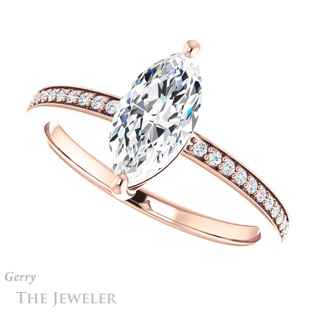 Marquise Cut Forever One Moissanite Engagement Ring #GTJ1018-marquise-fb-r 5 Marquise Cut Forever Brilliant Moissanite Engagement Ring #GTJ1018-marquise-fb-r