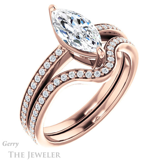 Marquise Cut Forever One Moissanite Engagement Ring #GTJ1018-marquise-fb-r 6 Marquise Cut Forever Brilliant Moissanite Engagement Ring #GTJ1018-marquise-fb-r