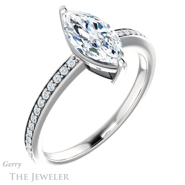 Marquise Cut Forever Brilliant Moissanite Engagement Ring #GTJ1018-marquise-fb-w