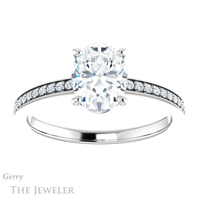 Oval Shaped Forever One Moissanite Engagement Ring #GTJ1018-oval-fo-w 1 Oval Shaped Forever One Moissanite Engagement Ring #GTJ1018-oval-fo-w