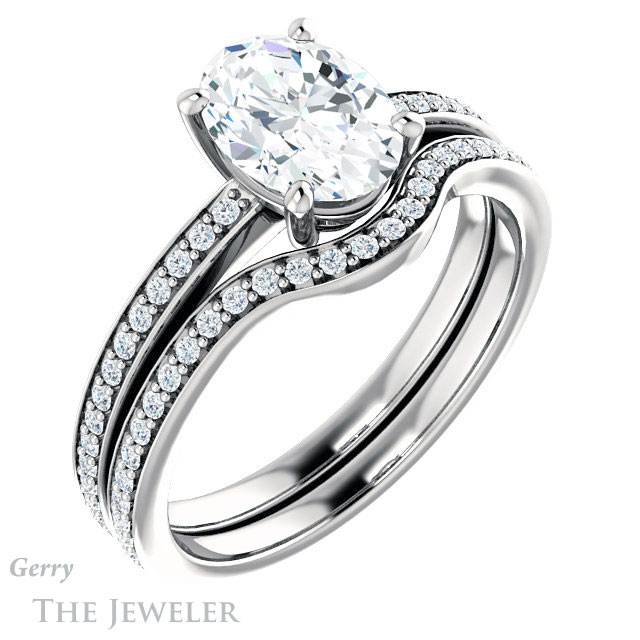 Oval Shaped Forever One Moissanite Engagement Ring #GTJ1018-oval-fo-w 6 Oval Shaped Forever One Moissanite Engagement Ring #GTJ1018-oval-fo-w