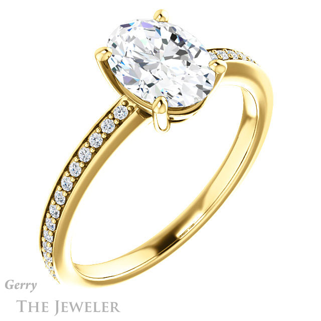 Oval Shaped Forever One Moissanite Engagement Ring #GTJ1018-oval-fo-y