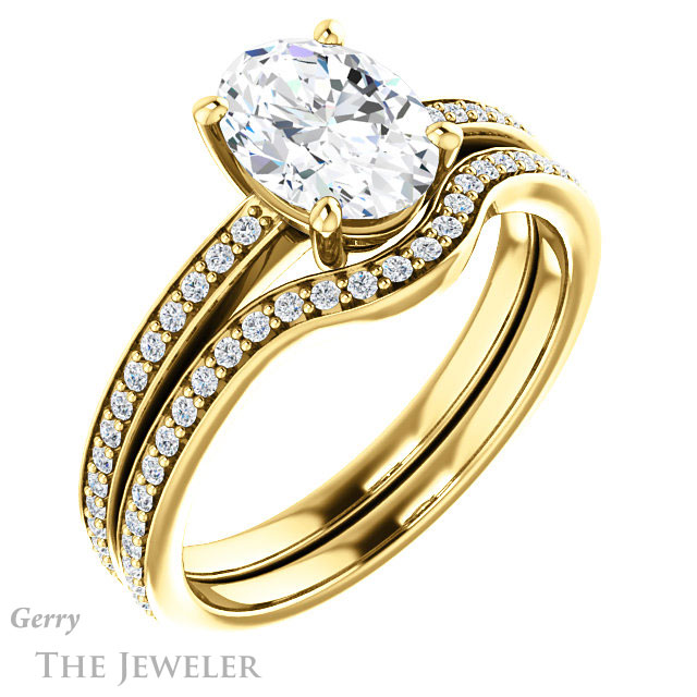 Oval Shaped Forever One Moissanite Engagement Ring #GTJ1018-oval-fo-y