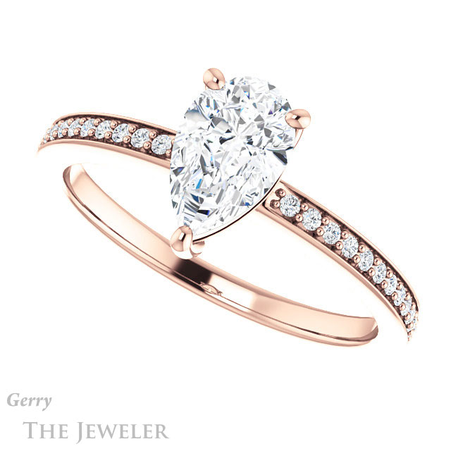 Pear Shaped Forever Brilliant Moissanite Engagement Ring #GTJ1018-pear-fb-r