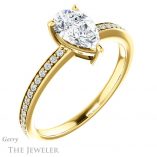 Pear Shaped Forever One Moissanite Engagement Ring #GTJ1018-pear-fb-y 4 Pear Shaped Forever Brilliant Moissanite Engagement Ring #GTJ1018-pear-fb-y