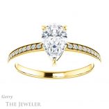 Pear Shaped Forever One Moissanite Engagement Ring #GTJ1018-pear-fb-y 1 Pear Shaped Forever Brilliant Moissanite Engagement Ring #GTJ1018-pear-fb-y