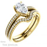 Pear Shaped Forever One Moissanite Engagement Ring #GTJ1018-pear-fb-y 6 Pear Shaped Forever Brilliant Moissanite Engagement Ring #GTJ1018-pear-fb-y