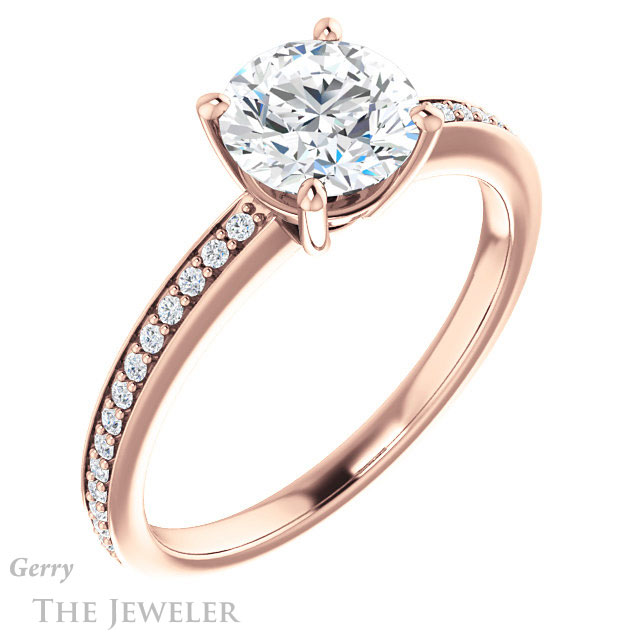 Round Cut Forever One Moissanite Engagement Ring #GTJ1018-round-fo-r