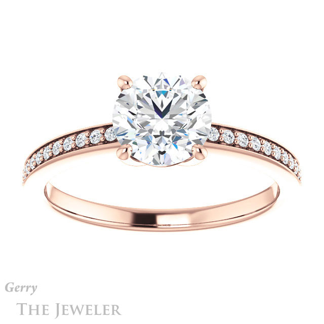 Round Cut Forever One Moissanite Engagement Ring #GTJ1018-round-fo-r