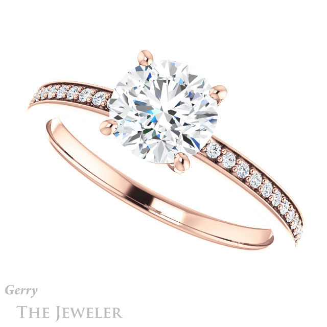 Round Cut Forever One Moissanite Engagement Ring #GTJ1018-round-fo-r