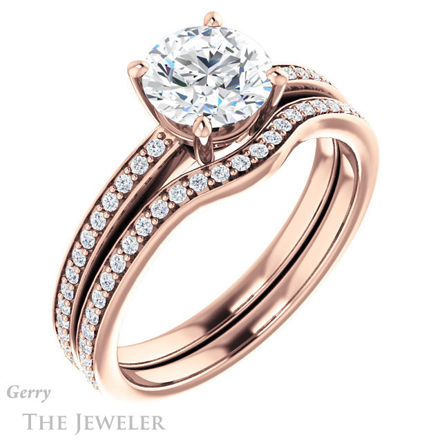 Round Cut Forever One Moissanite Engagement Ring #GTJ1018-round-fo-r