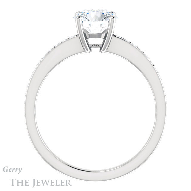 Round Cut Forever One Moissanite Engagement Ring #GTJ1018-round-fo-w