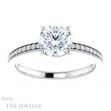 Round Cut Forever One Moissanite Engagement Ring #GTJ1018-round-fo-w