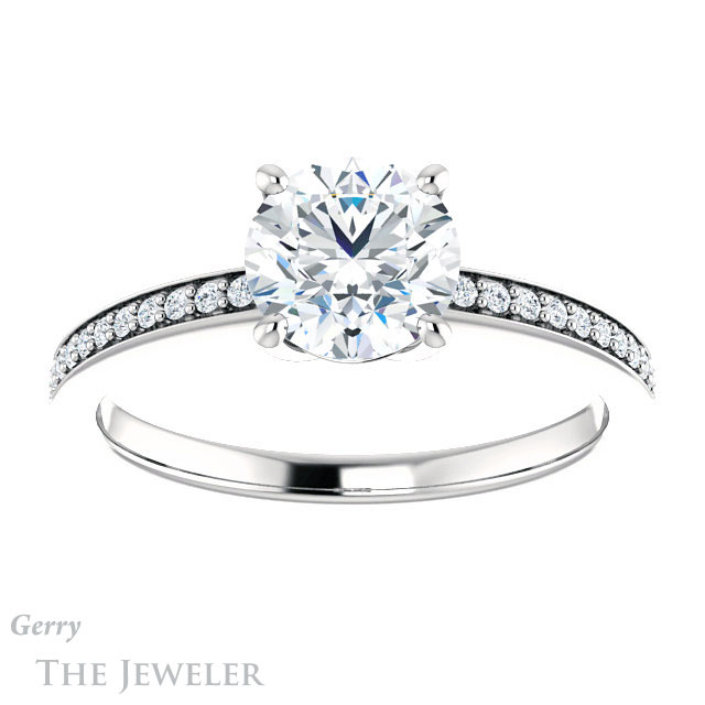 Round Cut Forever One Moissanite Engagement Ring #GTJ1018-round-fo-w