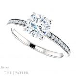 Round Cut Forever One Moissanite Engagement Ring #GTJ1018-round-fo-w