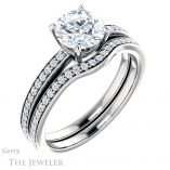 Round Cut Forever One Moissanite Engagement Ring #GTJ1018-round-fo-w