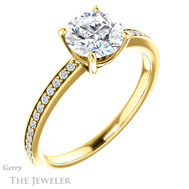 Round Cut Forever One Moissanite Engagement Ring #GTJ1018-round-fo-y 4 Round Cut Forever One Moissanite Engagement Ring #GTJ1018-round-fo-y