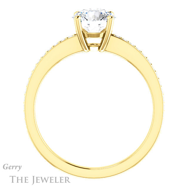 Round Cut Forever One Moissanite Engagement Ring #GTJ1018-round-fo-y