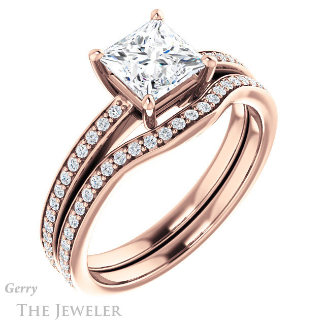 Princess Cut Forever One Moissanite Engagement Ring #GTJ1018-square-fo-r