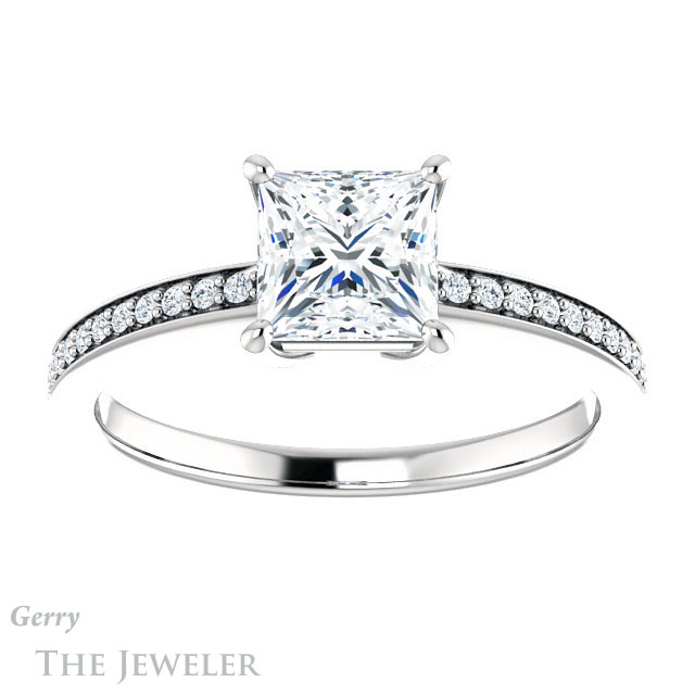 Princess Cut Forever One Moissanite Engagement Ring #GTJ1018-square-fo-w