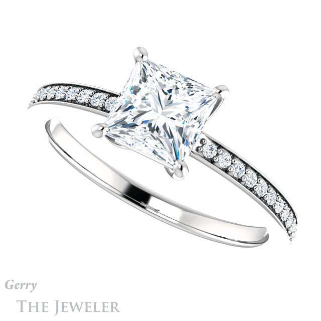 Princess Cut Forever One Moissanite Engagement Ring #GTJ1018-square-fo-w