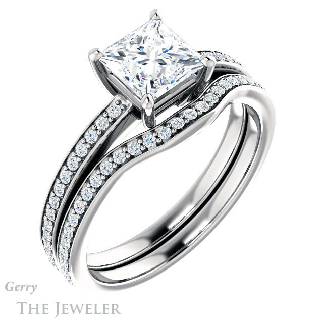 Princess Cut Forever One Moissanite Engagement Ring #GTJ1018-square-fo-w