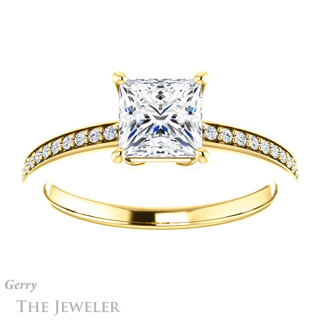 Princess Cut Forever One Moissanite Engagement Ring #GTJ1018-square-fo-y