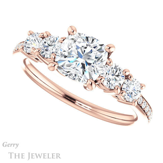Cushion Cut Forever One Moissanite Engagement Ring #GTJ1019-cushion-fo-r | Gerry The Jeweler Cushion Cut Forever One Moissanite Engagement Ring #GTJ1019-cushion-fo-r