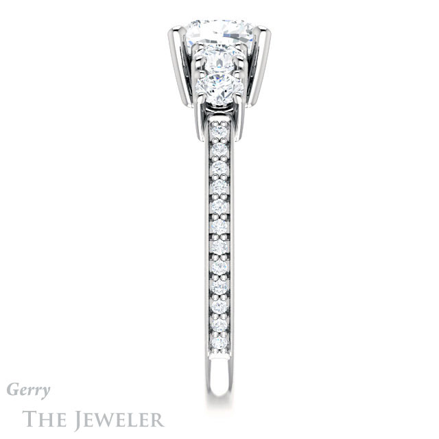 Cushion Cut Forever One Moissanite Engagement Ring #GTJ1019-cushion-fo-w | Gerry The Jeweler Cushion Cut Forever One Moissanite Engagement Ring #GTJ1019-cushion-fo-w
