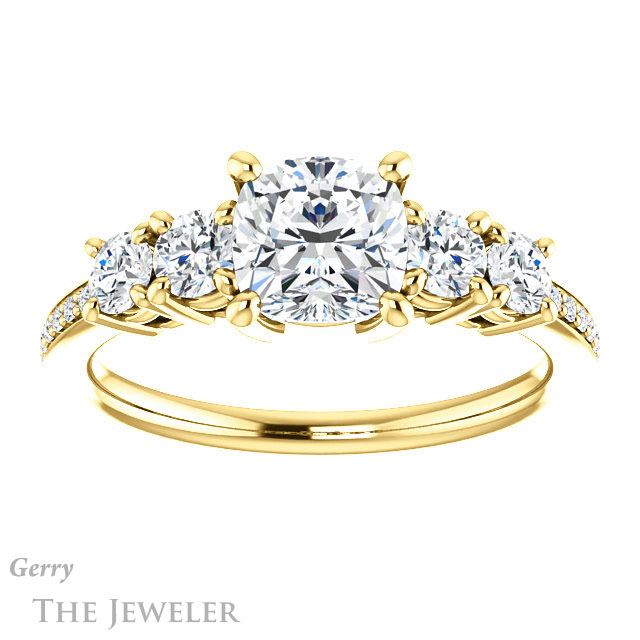 Cushion Cut Forever One Moissanite Engagement Ring #GTJ1019-cushion-fo-y | Gerry The Jeweler Cushion Cut Forever One Moissanite Engagement Ring #GTJ1019-cushion-fo-y