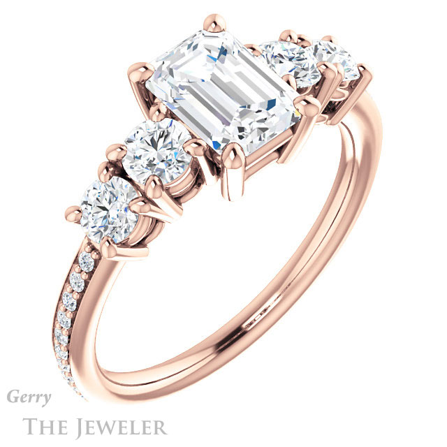 Emerald Cut Forever One Moissanite Engagement Ring #GTJ1019-emerald-fb-r | Gerry The Jeweler Emerald Cut Forever Brilliant Moissanite Engagement Ring #GTJ1019-emerald-fb-r
