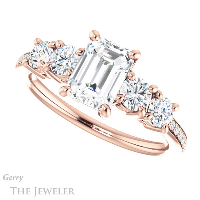 Emerald Cut Forever One Moissanite Engagement Ring #GTJ1019-emerald-fb-r | Gerry The Jeweler Emerald Cut Forever Brilliant Moissanite Engagement Ring #GTJ1019-emerald-fb-r