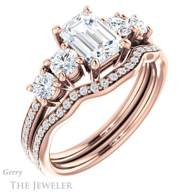 Emerald Cut Forever One Moissanite Engagement Ring #GTJ1019-emerald-fb-r | Gerry The Jeweler Emerald Cut Forever Brilliant Moissanite Engagement Ring #GTJ1019-emerald-fb-r