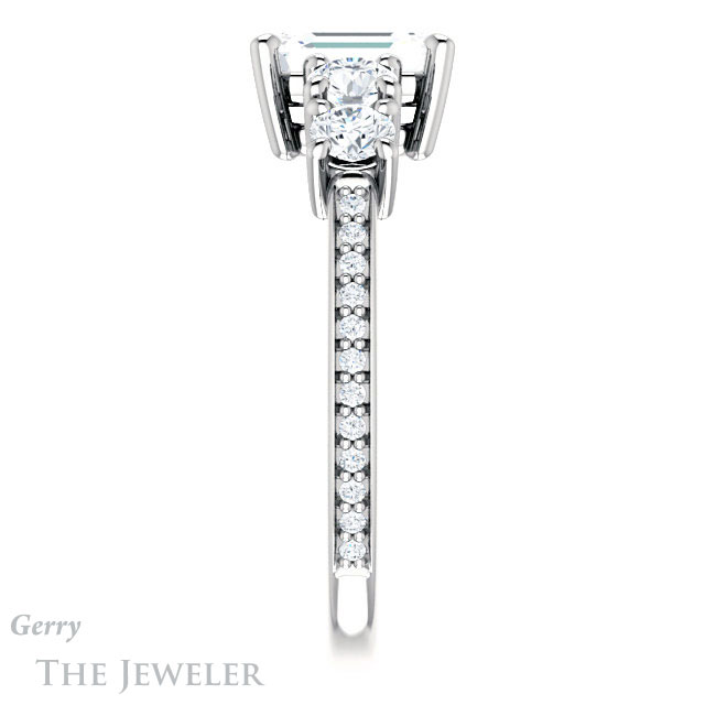 Emerald Cut Forever One Moissanite Engagement Ring #GTJ1019-emerald-fb-w | Gerry The Jeweler Emerald Cut Forever Brilliant Moissanite Engagement Ring #GTJ1019-emerald-fb-w