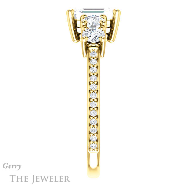 Emerald Cut Forever One Moissanite Engagement Ring #GTJ1019-emerald-fb-y | Gerry The Jeweler Emerald Cut Forever Brilliant Moissanite Engagement Ring #GTJ1019-emerald-fb-y