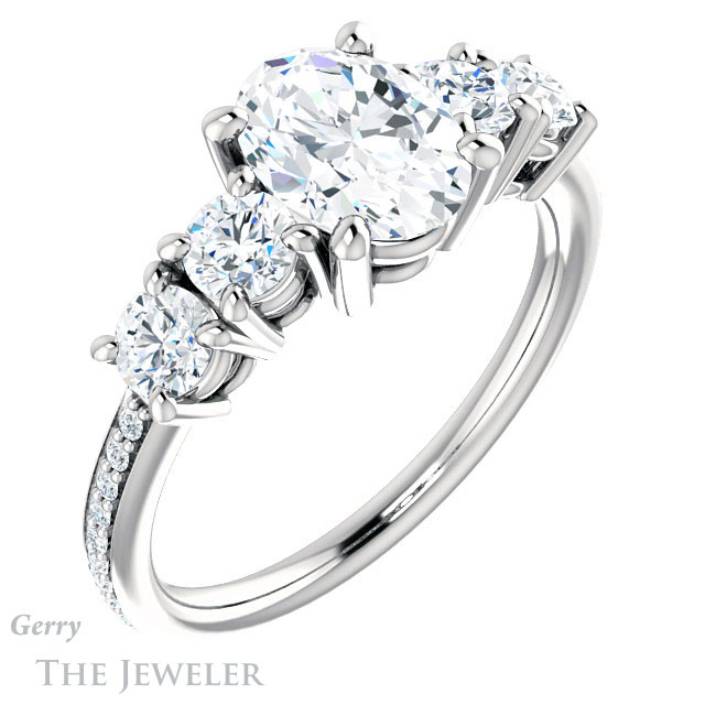 Oval Shaped Forever One Moissanite Engagement Ring #GTJ1019-oval-fo-w | Gerry The Jeweler Oval Shaped Forever One Moissanite Engagement Ring #GTJ1019-oval-fo-w