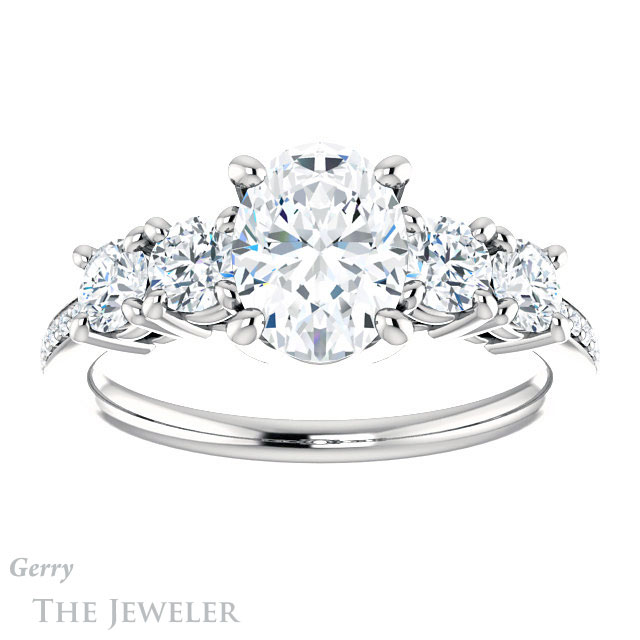 Oval Shaped Forever One Moissanite Engagement Ring #GTJ1019-oval-fo-w | Gerry The Jeweler Oval Shaped Forever One Moissanite Engagement Ring #GTJ1019-oval-fo-w