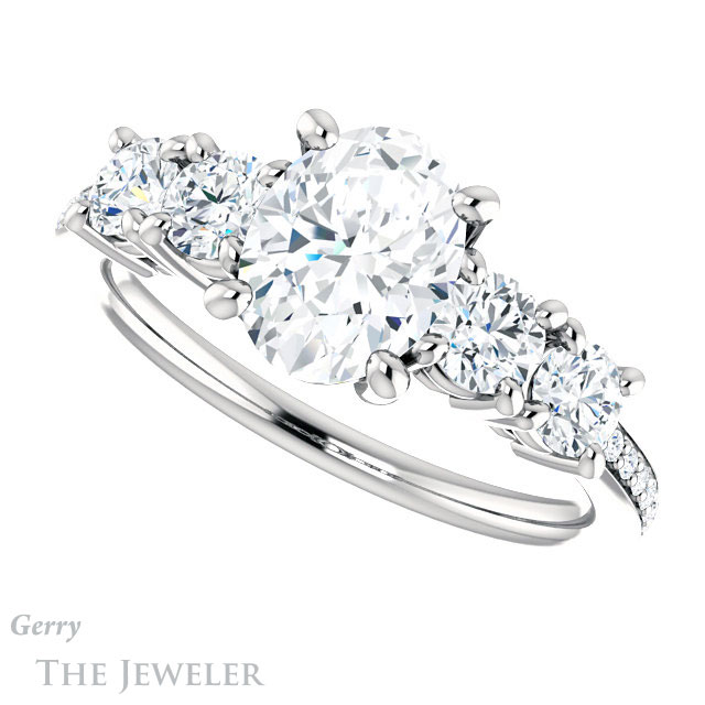 Oval Shaped Forever One Moissanite Engagement Ring #GTJ1019-oval-fo-w | Gerry The Jeweler Oval Shaped Forever One Moissanite Engagement Ring #GTJ1019-oval-fo-w