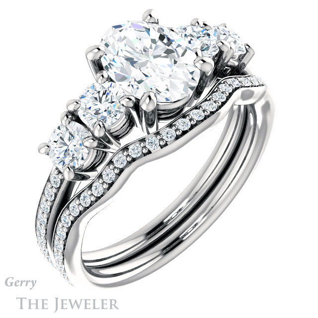 Oval Shaped Forever One Moissanite Engagement Ring #GTJ1019-oval-fo-w | Gerry The Jeweler Oval Shaped Forever One Moissanite Engagement Ring #GTJ1019-oval-fo-w
