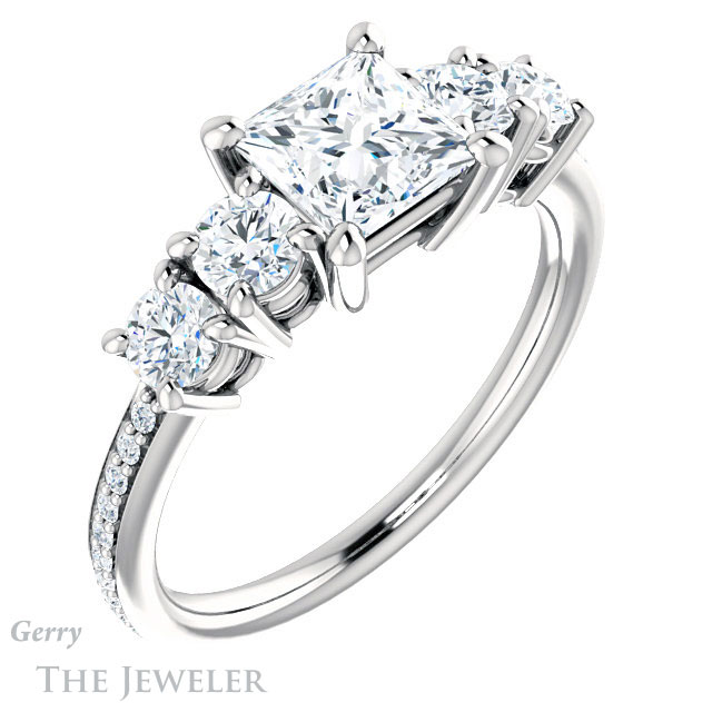 Princess Cut Forever One Moissanite Engagement Ring #GTJ1019-square-fo-w | Gerry The Jeweler Princess Cut Forever One Moissanite Engagement Ring #GTJ1019-square-fo-w