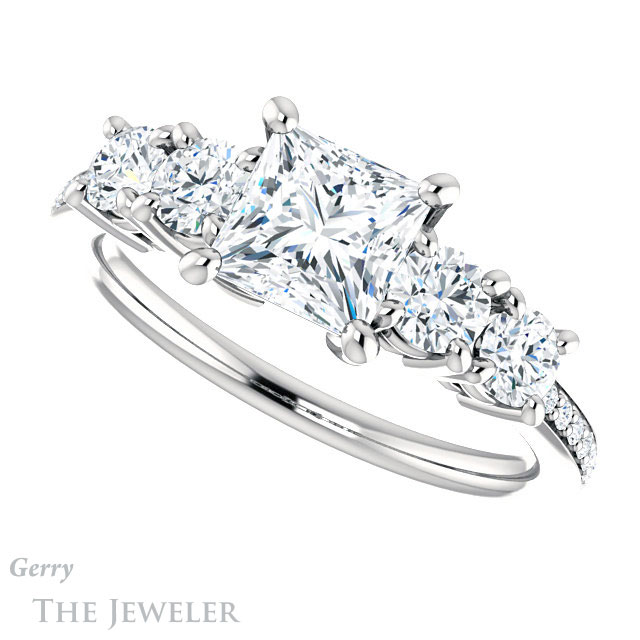 Princess Cut Forever One Moissanite Engagement Ring #GTJ1019-square-fo-w | Gerry The Jeweler Princess Cut Forever One Moissanite Engagement Ring #GTJ1019-square-fo-w