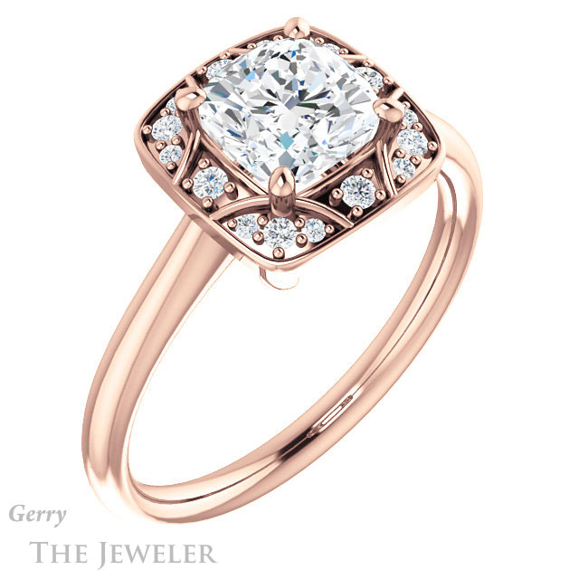 Cushion Cut Forever One Moissanite Engagement Ring #GTJ1020-cushion-fo-r 4 Cushion Cut Forever One Moissanite Engagement Ring #GTJ1020-cushion-fo-r