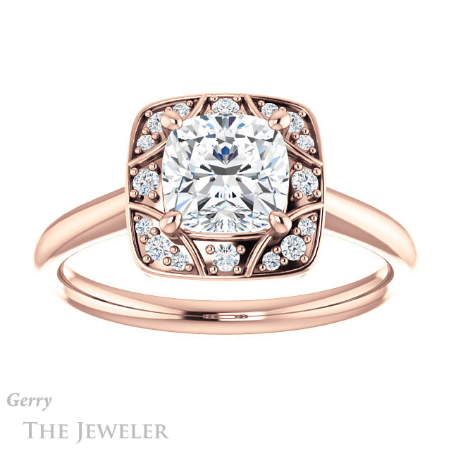 Cushion Cut Forever One Moissanite Engagement Ring #GTJ1020-cushion-fo-r