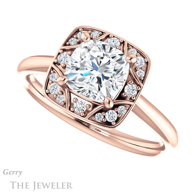 Cushion Cut Forever One Moissanite Engagement Ring #GTJ1020-cushion-fo-r 5 Cushion Cut Forever One Moissanite Engagement Ring #GTJ1020-cushion-fo-r