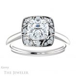 Cushion Cut Forever One Moissanite Engagement Ring #GTJ1020-cushion-fo-w 1 Cushion Cut Forever One Moissanite Engagement Ring #GTJ1020-cushion-fo-w