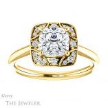 Cushion Cut Forever One Moissanite Engagement Ring #GTJ1020-cushion-fo-y 1 Cushion Cut Forever One Moissanite Engagement Ring #GTJ1020-cushion-fo-y