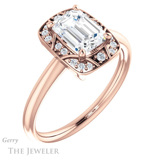 Emerald Cut Forever Brilliant Moissanite Engagement Ring #GTJ1020-emerald-fb-r